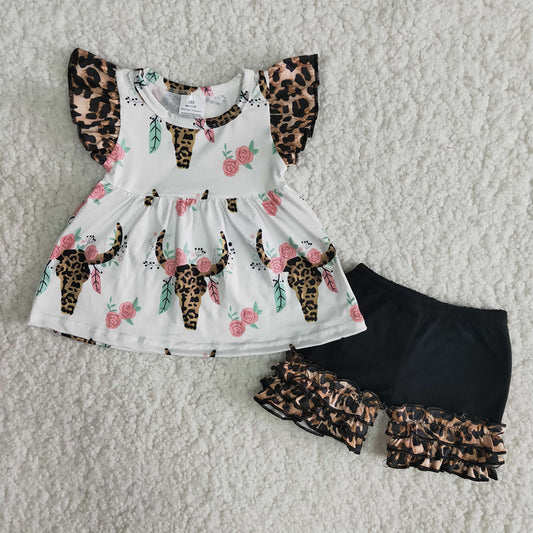 Heifer leopard ruffles shorts set