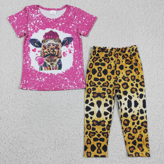 Baby Girls Valentines Cow Leopard Legging Clothes Sets