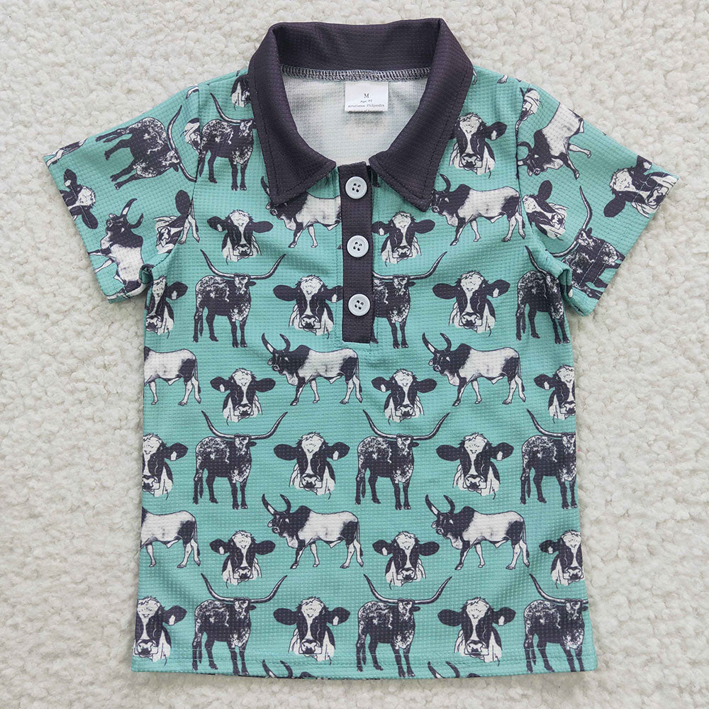 Baby Boys Cow Short Sleeve Shirts Tops