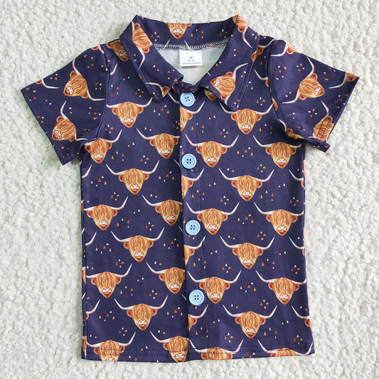 Baby Boys western button up navy cow shirts