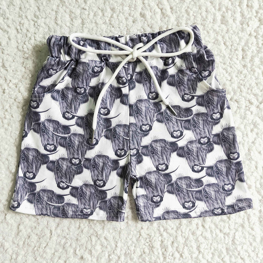 Baby boys cow pocket shorts western design