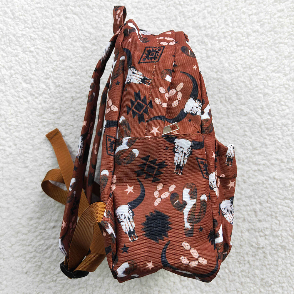 Baby Kids Children Western Cow Cactus Brown Back Bags