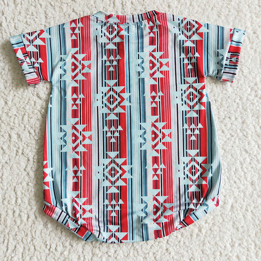 Baby girls cow aztec short sleeve rompers