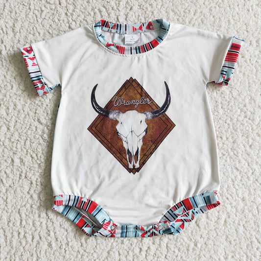 Baby girls cow aztec short sleeve rompers