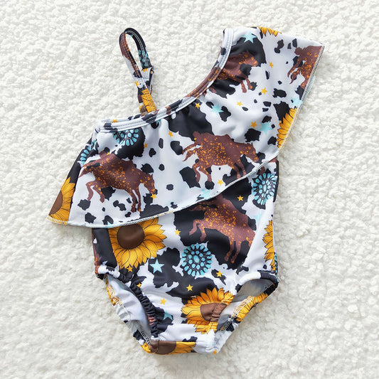 Baby Girls One Piece Western Ruffle Pieces Swimsuits
