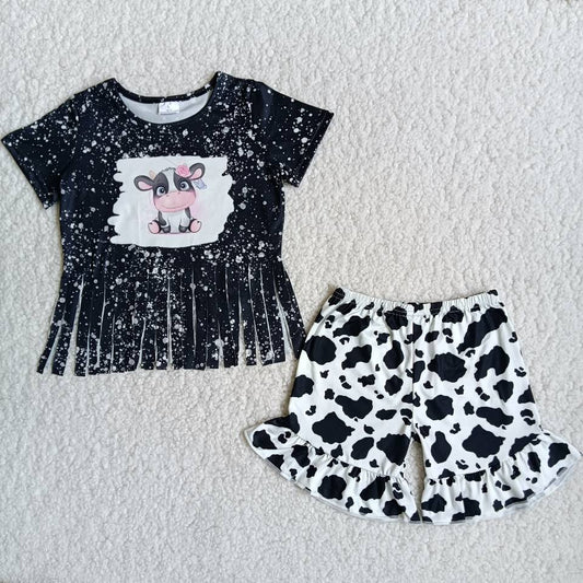 Tassels cow pattern Shorts sets