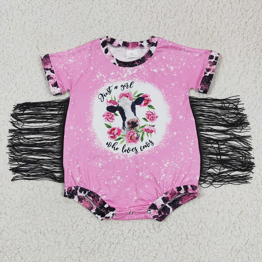 Baby Girls Pink cow floral Rompers