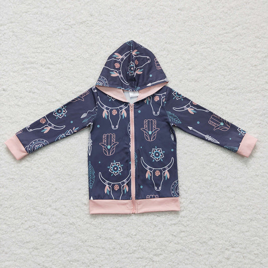 Baby kids hoodie cow western fall tops