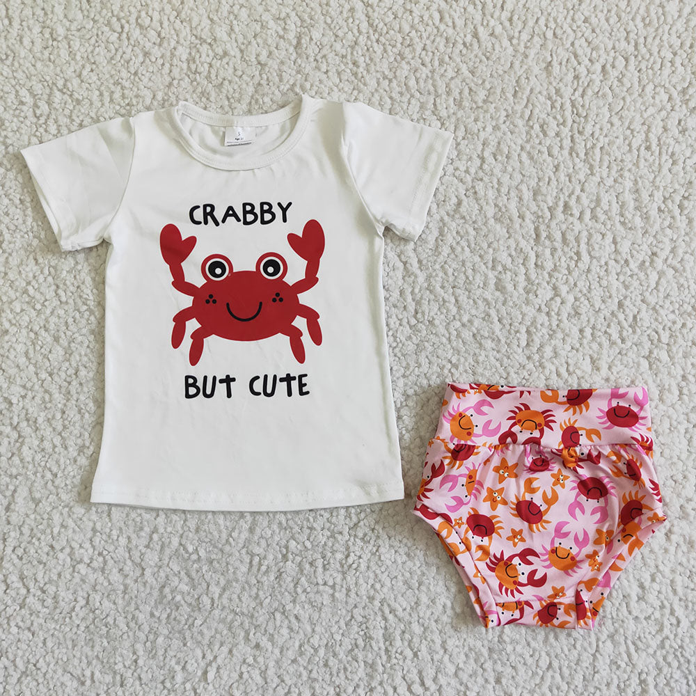 Baby girls crab cute bummie summer sets