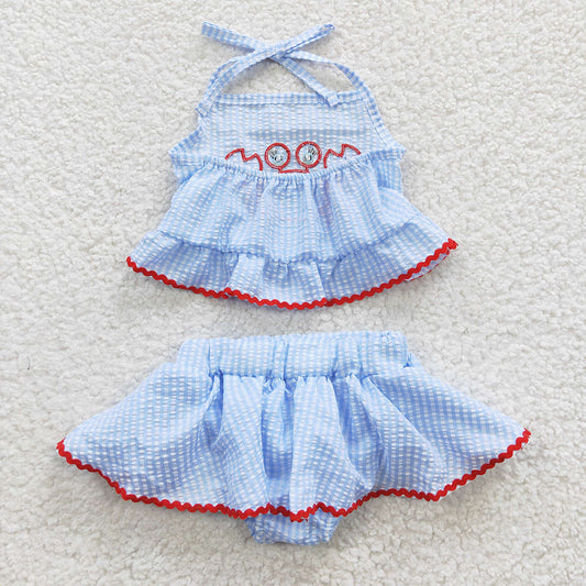 Baby Girls 2pcs Summer Crab Seersucker Bummie Sets