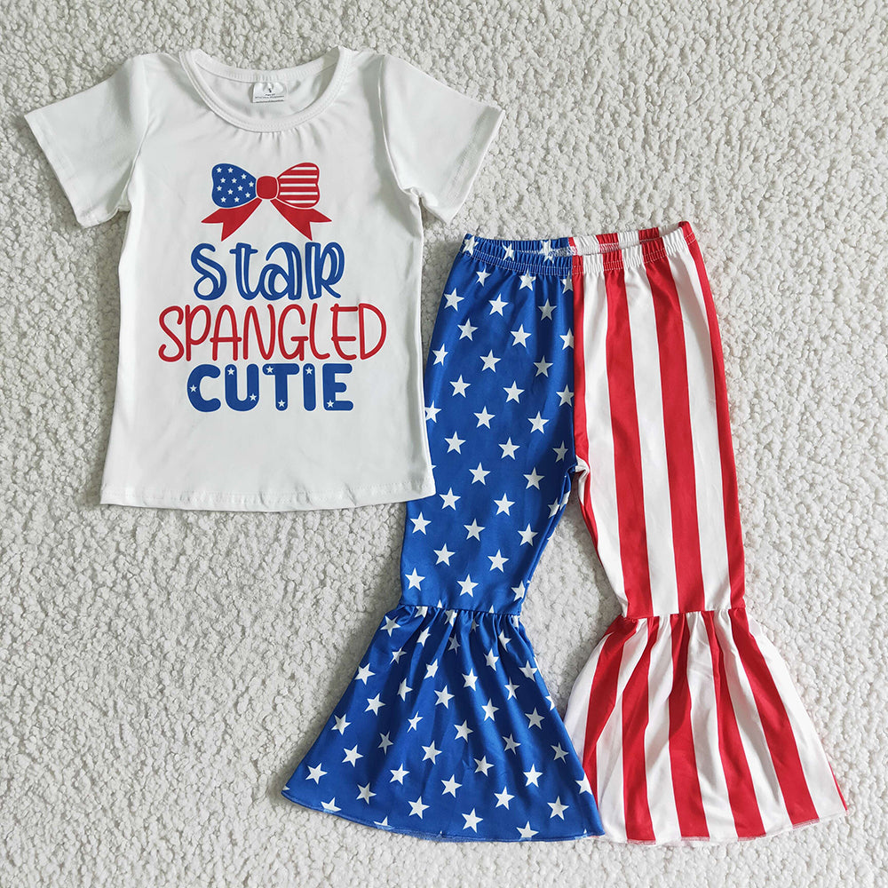 Baby Girls fashion 4th of July bell pants clothing sets