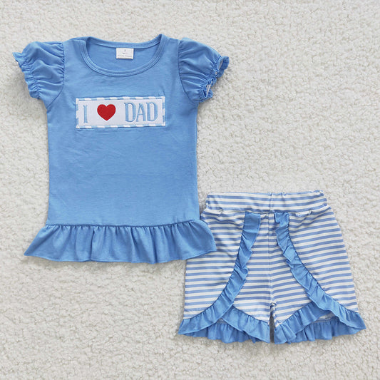 Baby Girls I love Dad Summer Shorts Clothes Sets