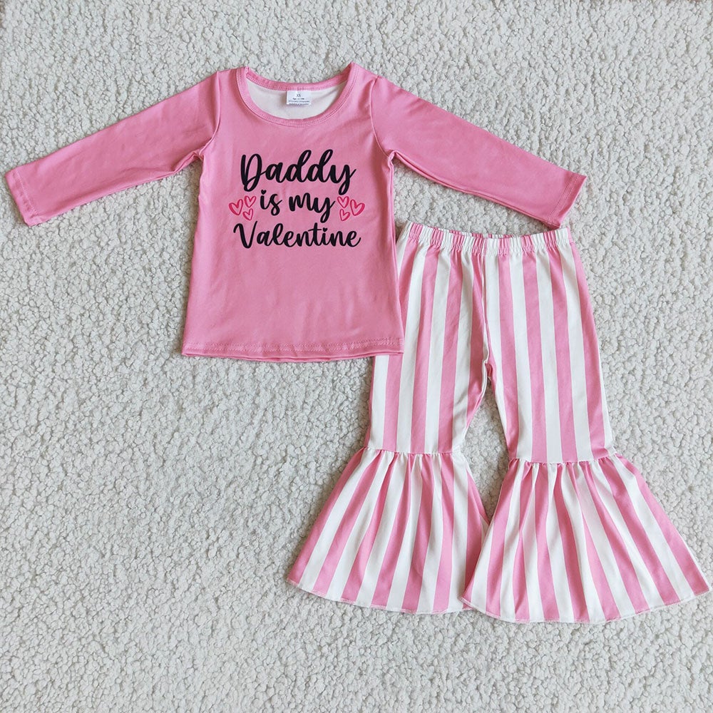 Valentines pink stripe pants sets
