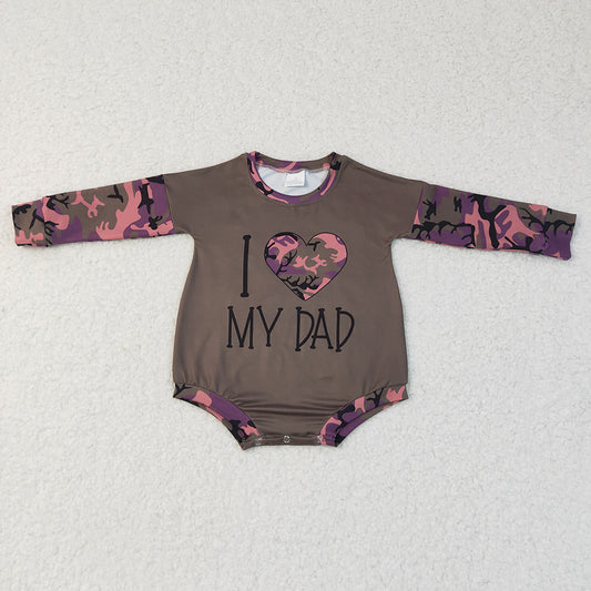 Baby Girls I love dad camo rompers