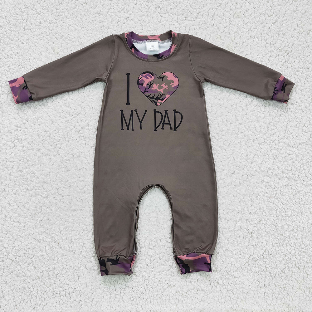 Baby Boys I love dad camo rompers