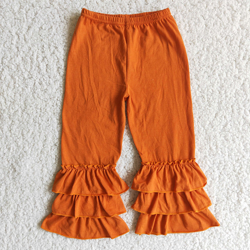 Dark orange triple ruffle pants