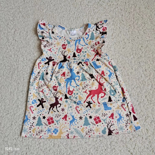 Baby girls Christmas colorful deer pearl dresses