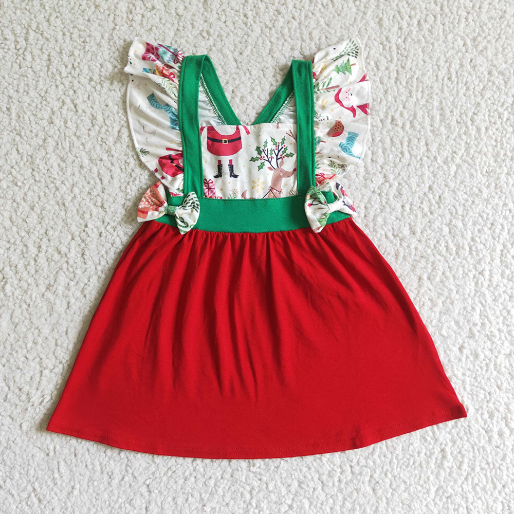 Baby girls Christmas red color knee length dresses