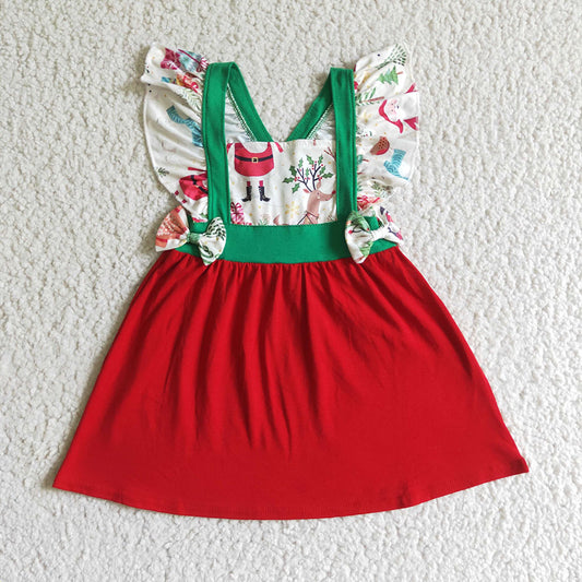 Baby girls Christmas red color knee length dresses