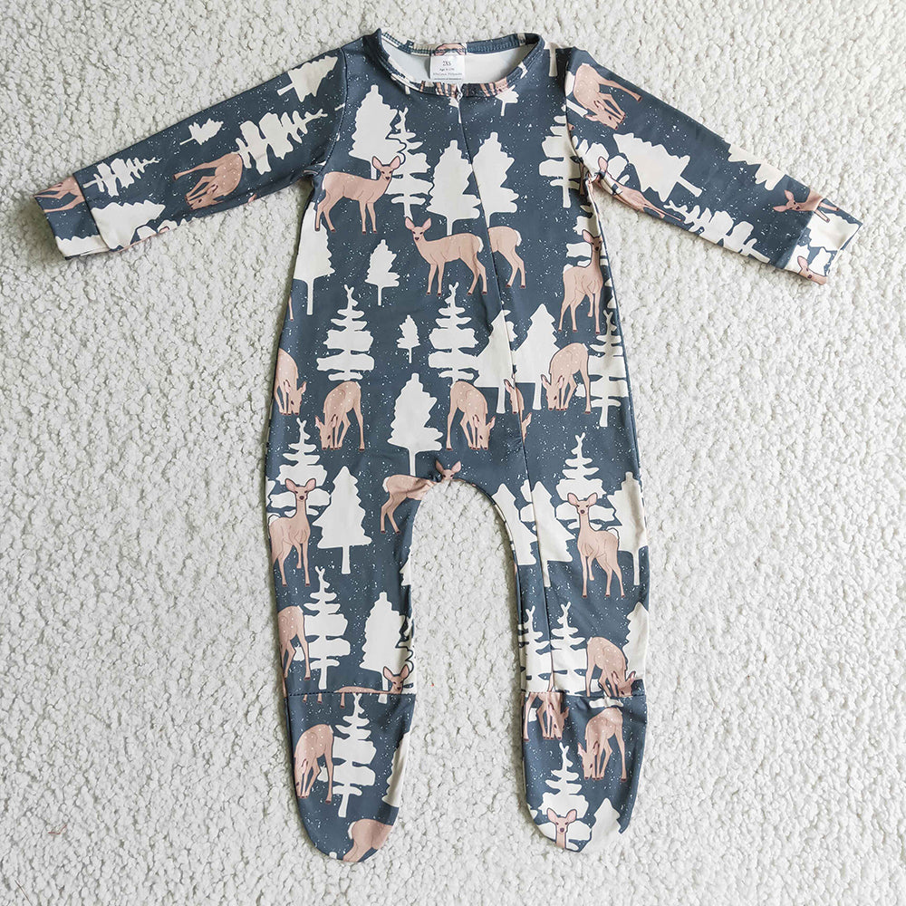 Baby boys Christmas Zip Deer rompers