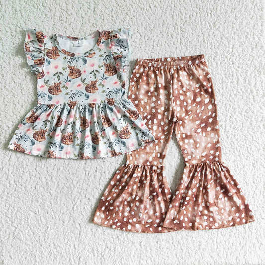 Baby girls deer tunic bell pants sets(can choose headband here)