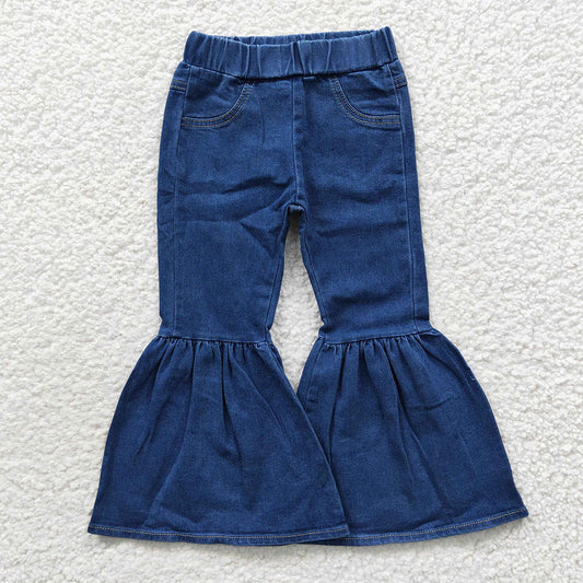 Baby Girls Blue Pocket Denim Bell Pants