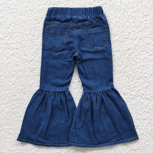 Baby Girls Blue Pocket Denim Bell Pants