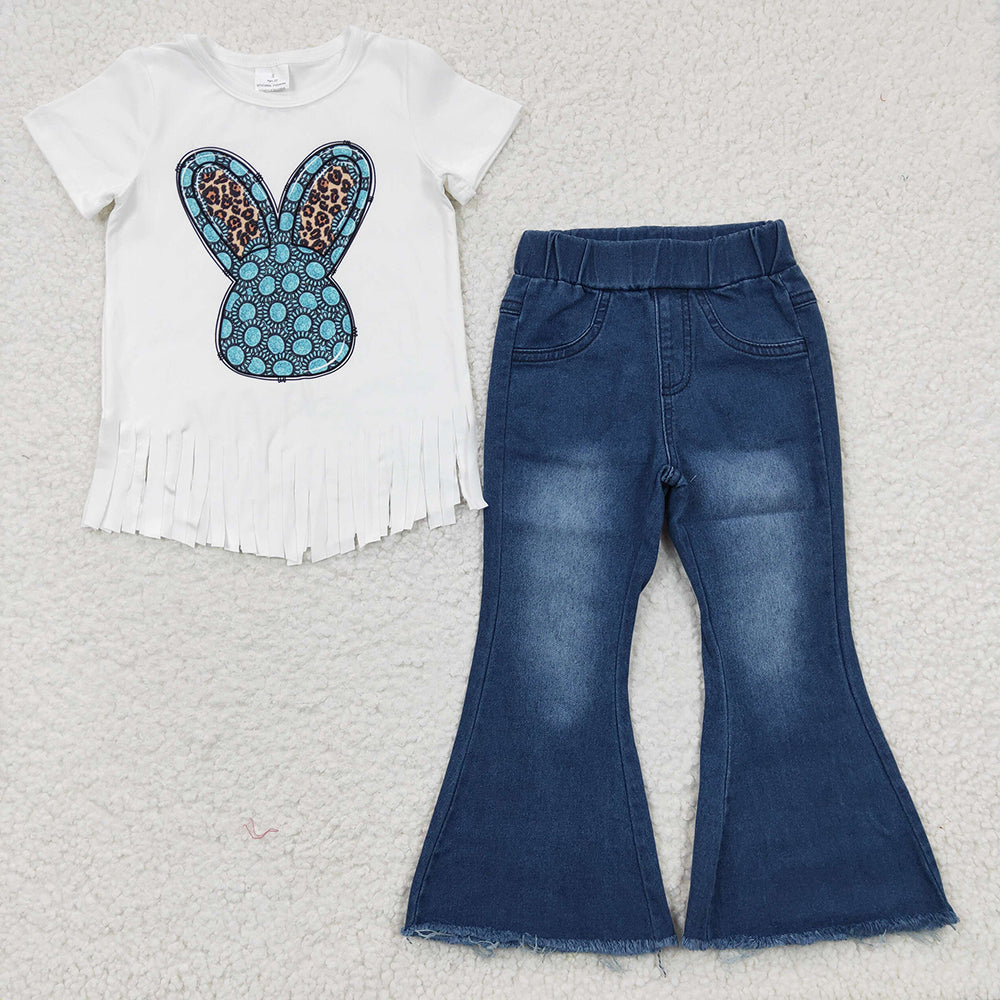 Baby Girls Rabbit Denim Pants Clothes Sets