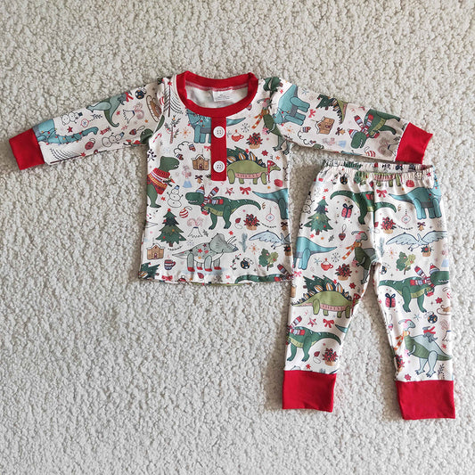 Baby Boys Dinosaur Christmas pajamas sets