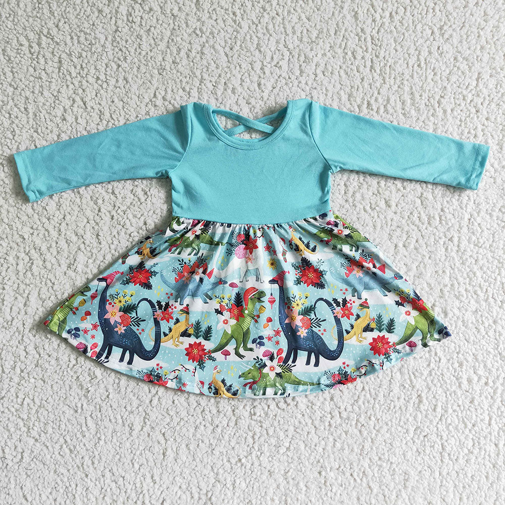 Baby girls christmas dinosaur twirl dresses