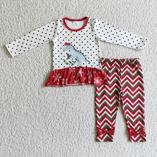 Baby Girls Christmas dinosuar tunic legging pants sets