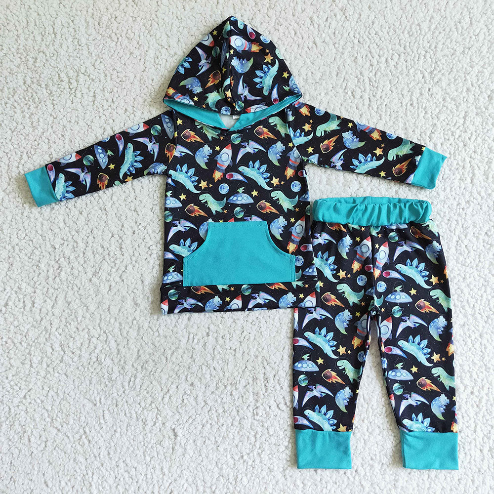 Baby boys fall dinosaur hooded pants sets – Aier Wholesale