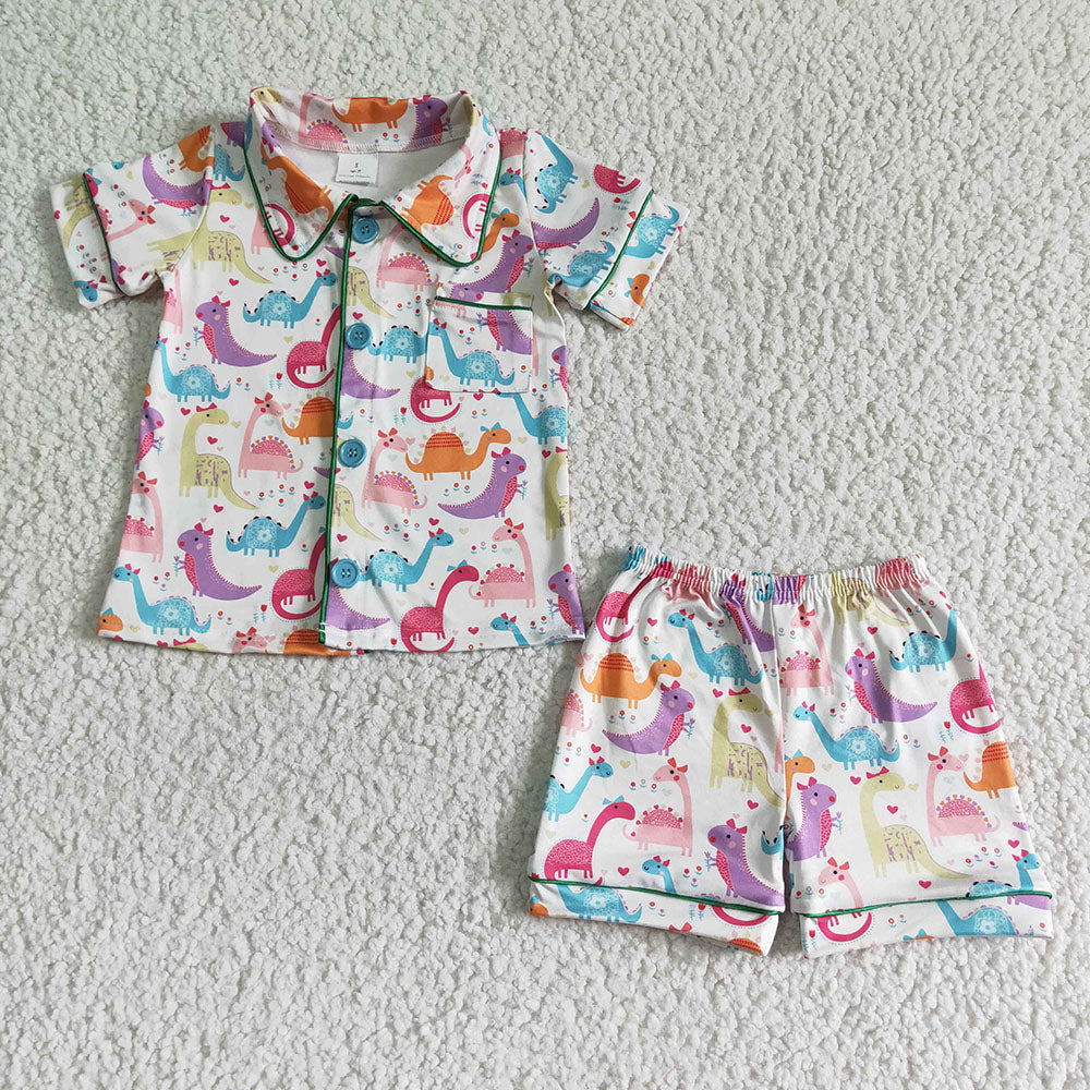 Baby girls boys dinosaur shorts pajamas sleepwear