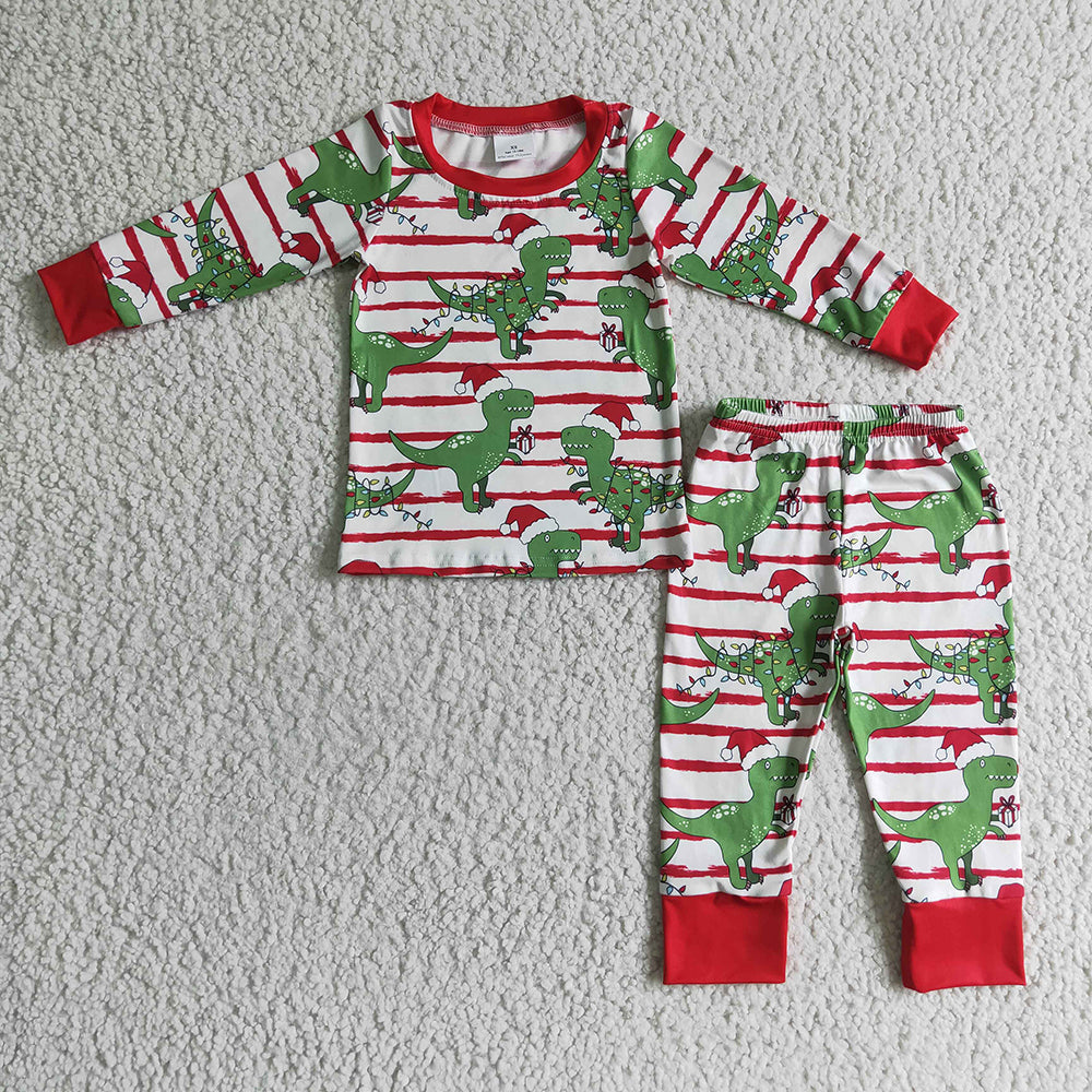 Baby kids Christmas dinosaur pajamas sets