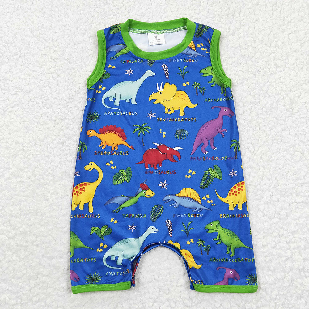 Baby Boys Summer Sleeveless Dinosaur Rompers