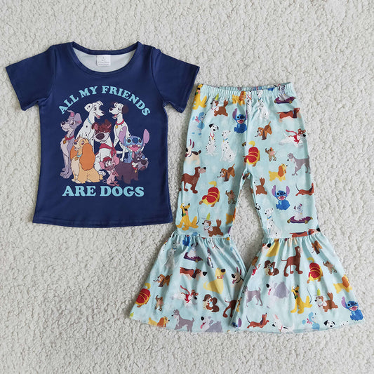 Cartoon dog blue shirt bell sets