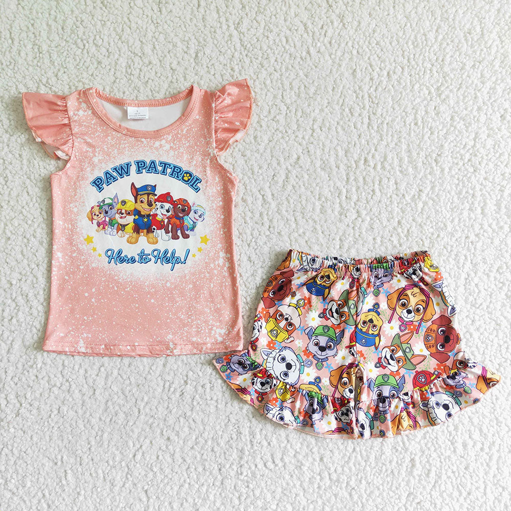 Baby girls cartoon dogs shorts sets