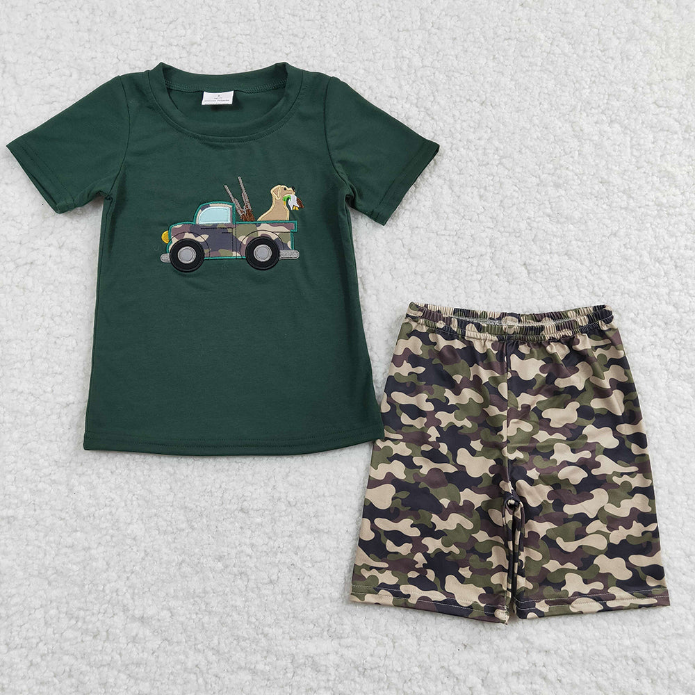 Baby Boys Dog Hunting Camo Summer Shorts Clothes Sets