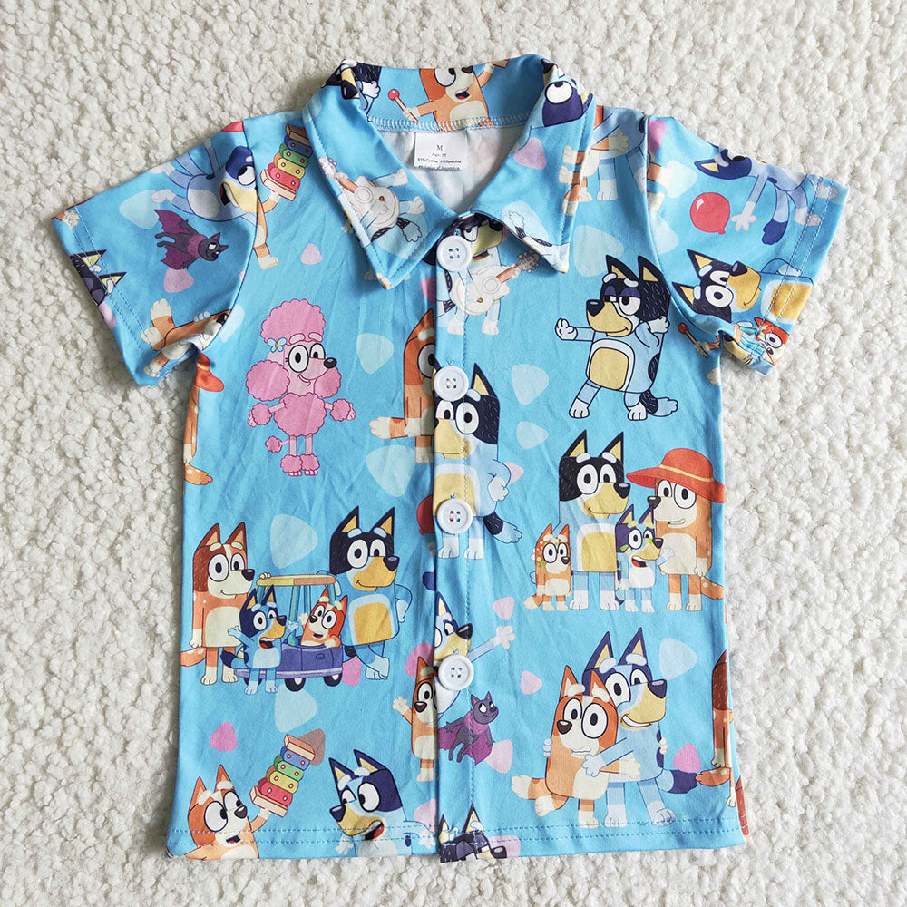 Baby Boys cartoon dog button up shirts