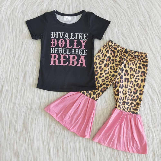 Hotpink sing bell bottom pants sets