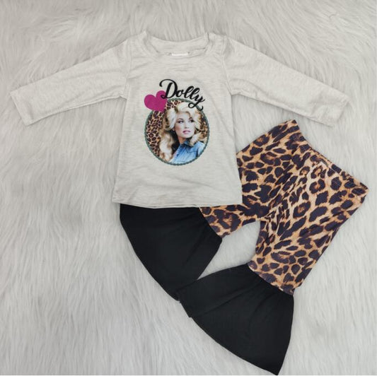 Baby girls singer leopard bell pants clothing sets