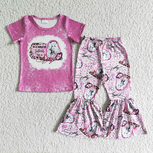 Baby girls singer pink bell pants clothes sets