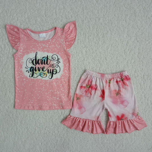 Pink flower pattern Shorts sets