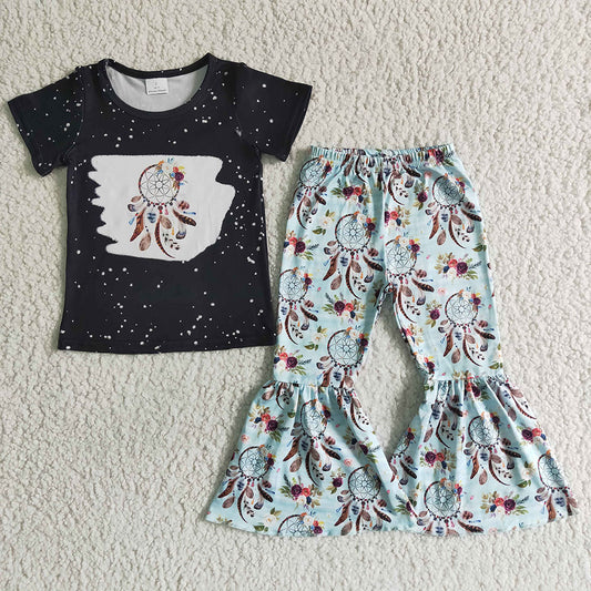 Baby girls western dreamcatcher bell pants clothing sets