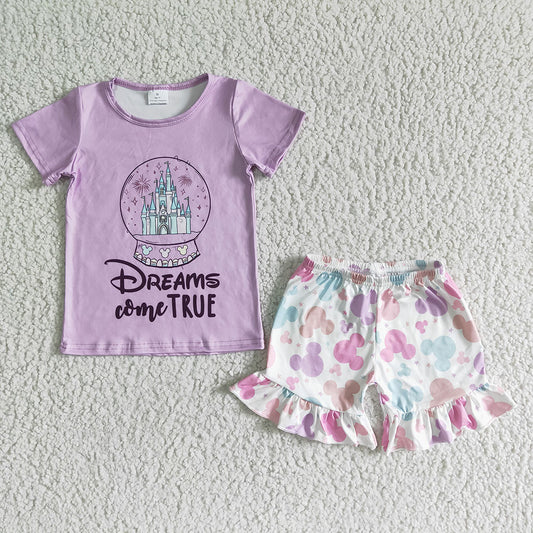 Baby girls dream come true ruffle shorts sets