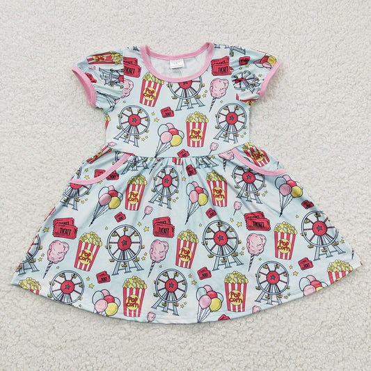 Baby Girls Cartoon Balloon Chips County Fair Knee Length Dresses