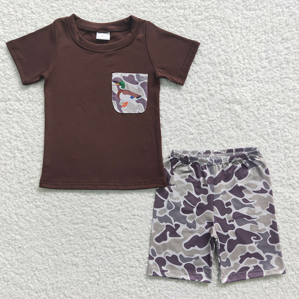 Baby Boys Brown Duck Camo Summer Shorts Sets