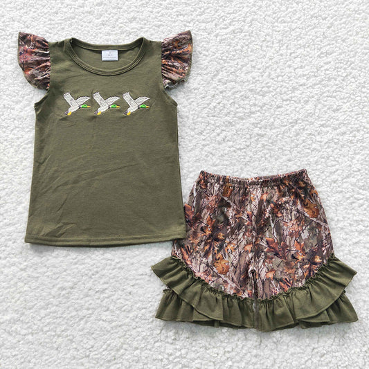Baby Girls Camo Duck Summer Shorts Sets