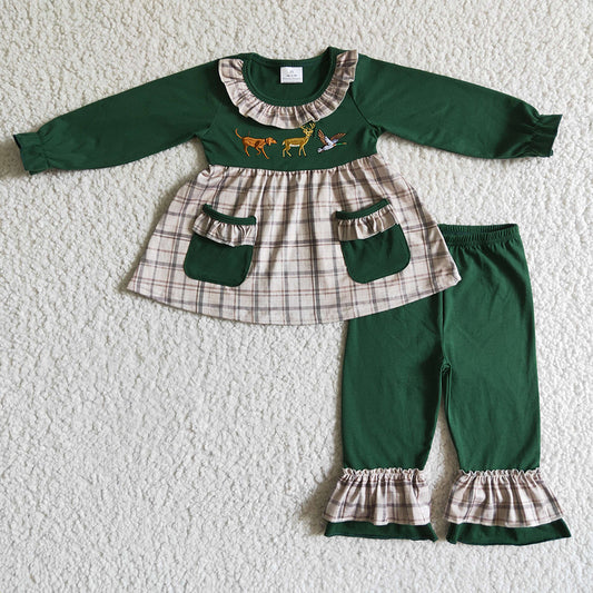 Baby girls duck deer dog hunting pants clothes sets