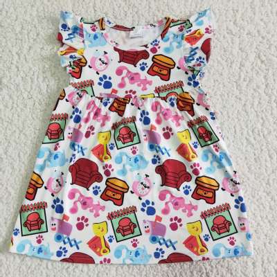 Baby Girls Blue Dogs Pearl Dresses